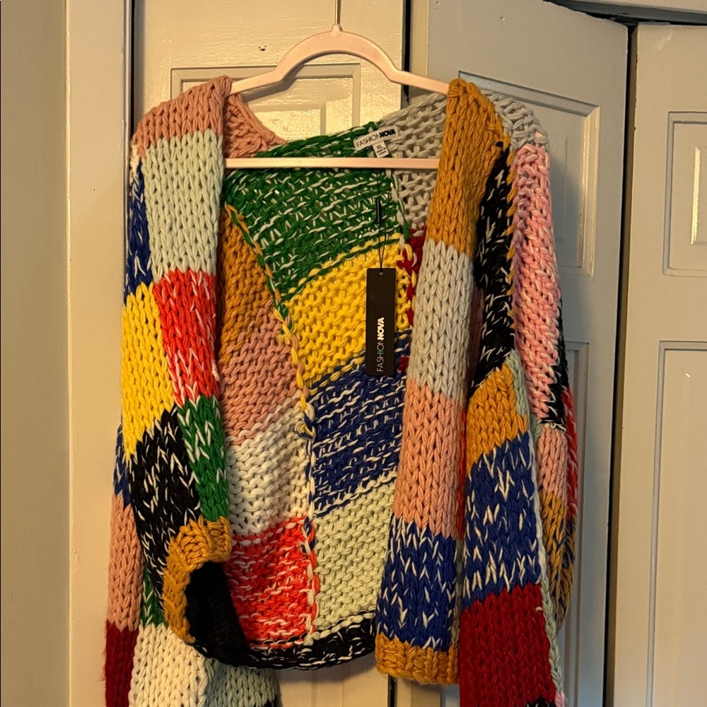 Fashion Nova Multicolor Knit Cardigan
